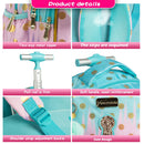 Kids Girls Eiffel Tower Sequins 3Pcs Wheeled School Backpack Set childrensterritory