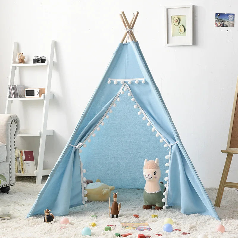 Kids Porable Cotton Canvas Indian Play Tent childrensterritory