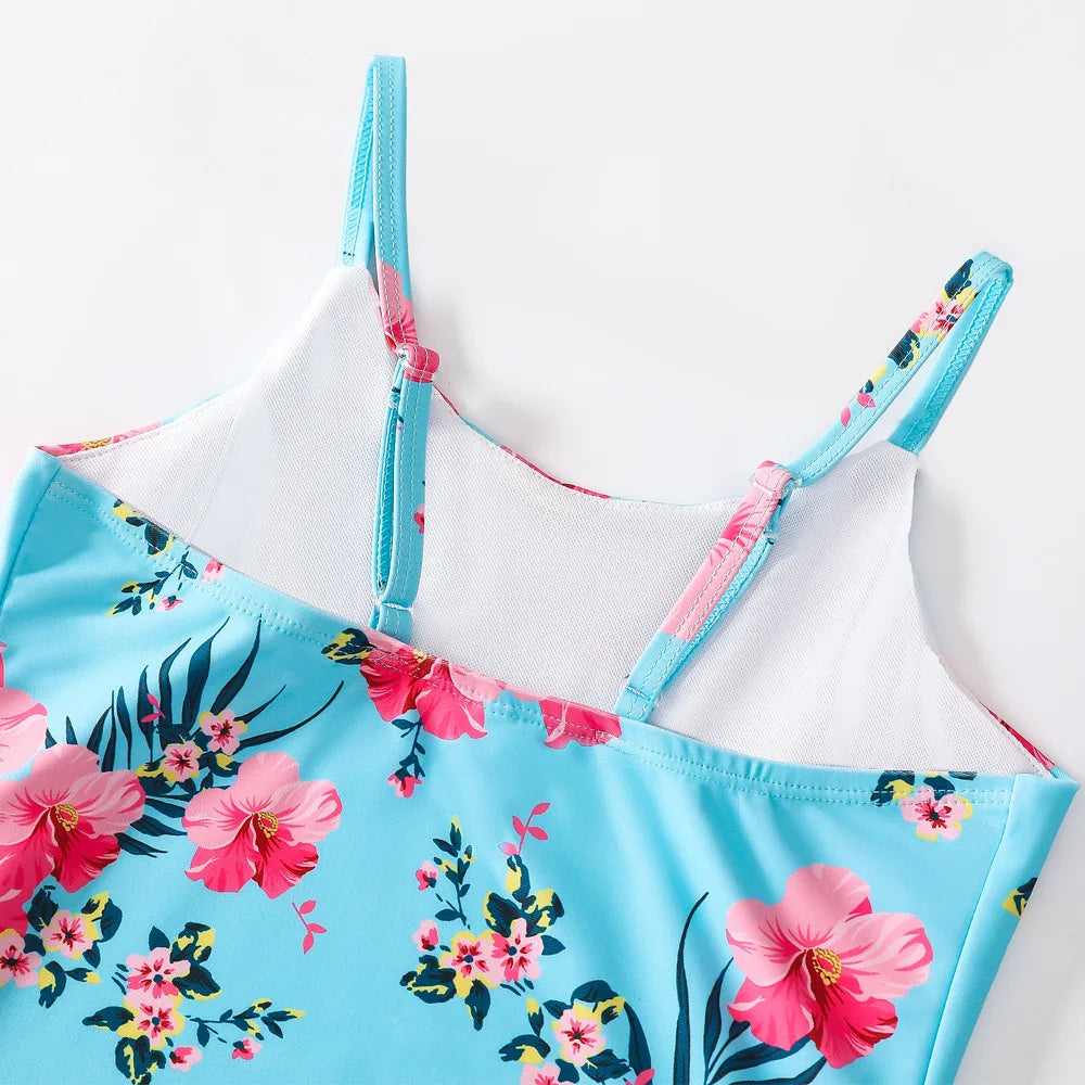 Kids Girls One-piece Sling Swimsuit with 3D Fish Scale Printing