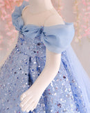 Pearl-sequined Off-Shoulder Girls Birthday Party Gown childrensterritory