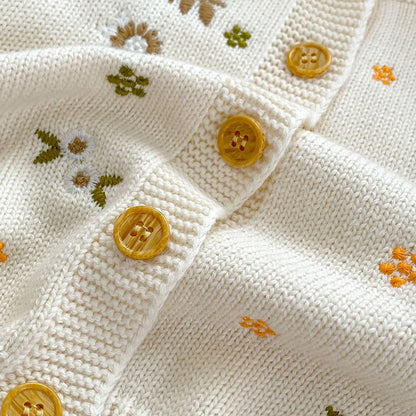 Flower Embroidery Knitted Baby Girls Cardigan childrensterritory