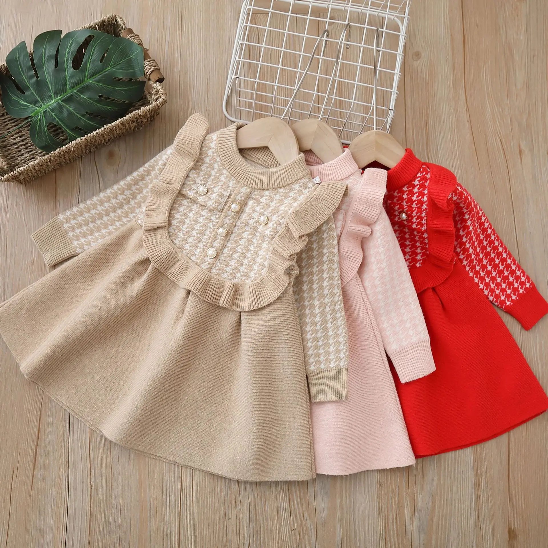 Girls’ Long-Sleeved Warm Casual Dresses