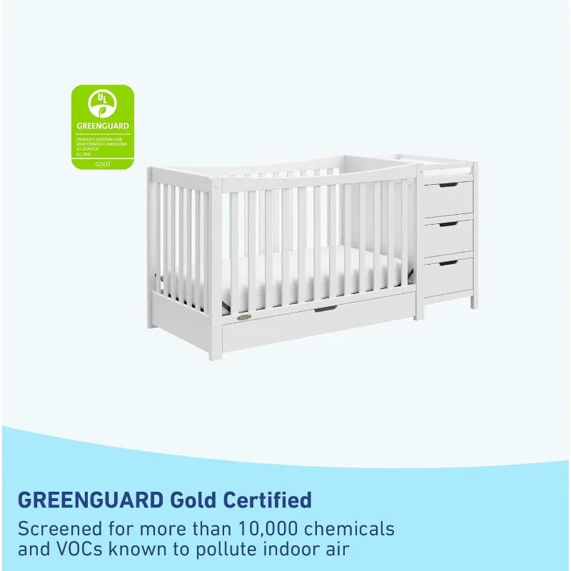 Integrated 4-in-1 Crib and Changer with Drawer for Baby childrensterritory