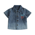 Hand Print Kids Independence Day Button Closure Shirt childrensterritory
