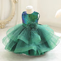 Kids Girl Fluffy Mesh Flower Dress for Baptism/Wedding