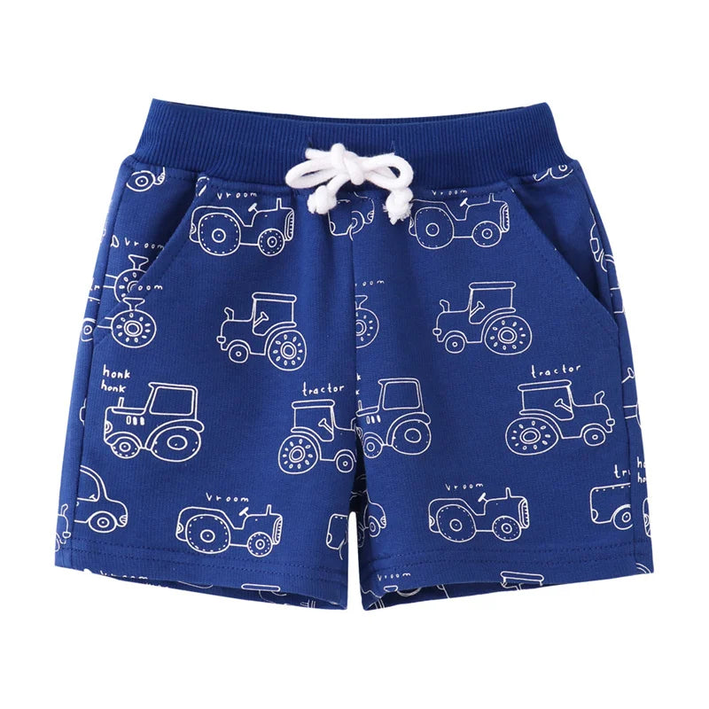Cartoon Print Summer Drawstring Shorts For Boys Girls