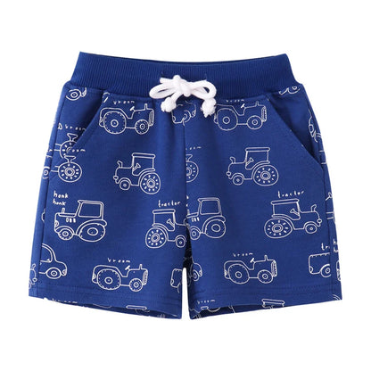 Cartoon Print Summer Drawstring Shorts For Boys Girls childrensterritory