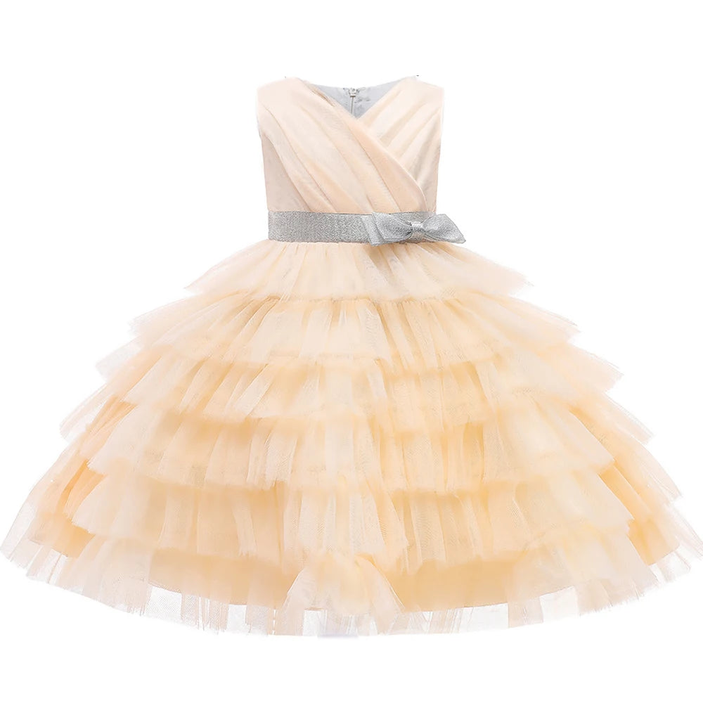 Kids Girl Fluffy Flower Wedding Birthday Party Dresses