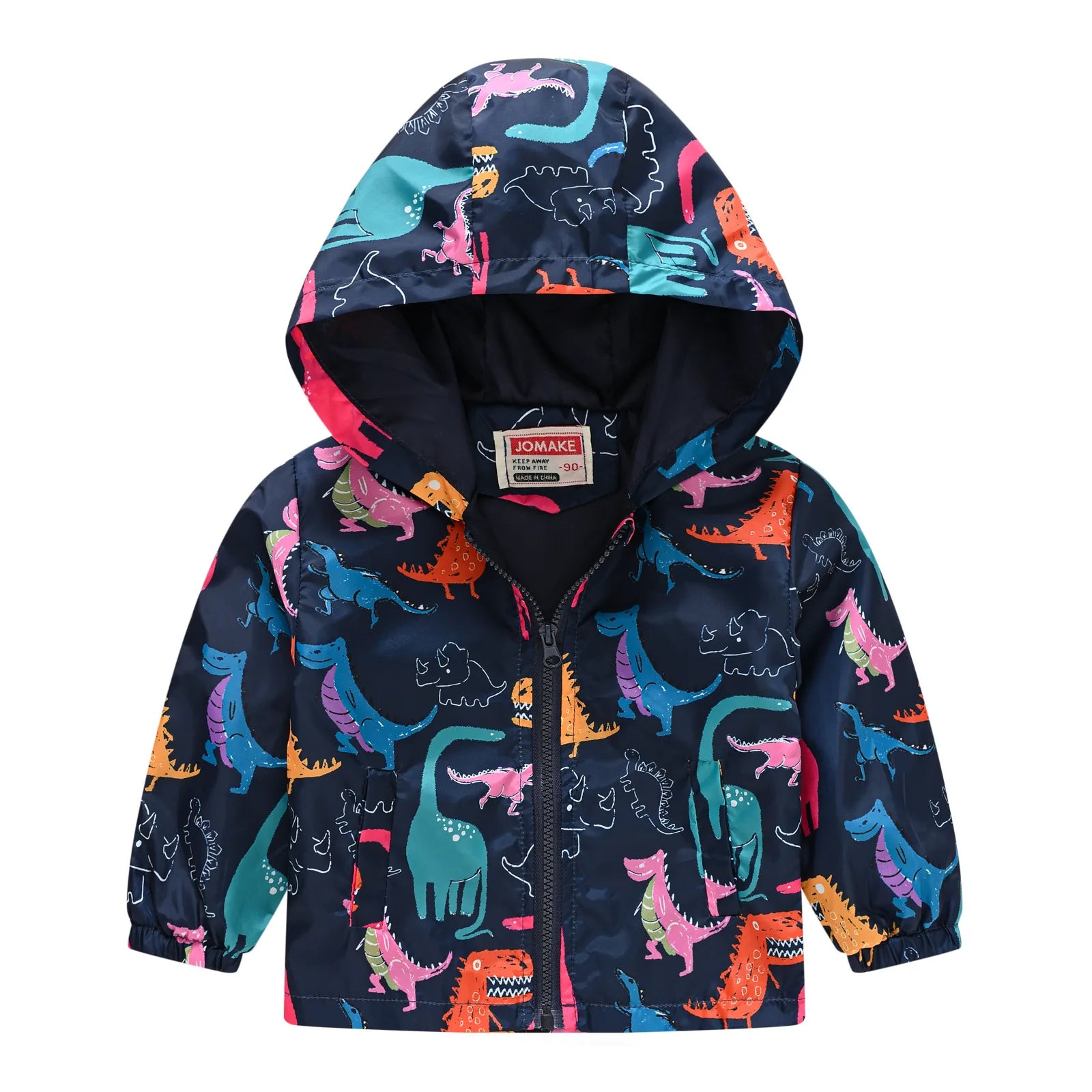 Little Boys Girls Cartoon Dinosaur Print Zipper Hooded Jackets childrensterritory
