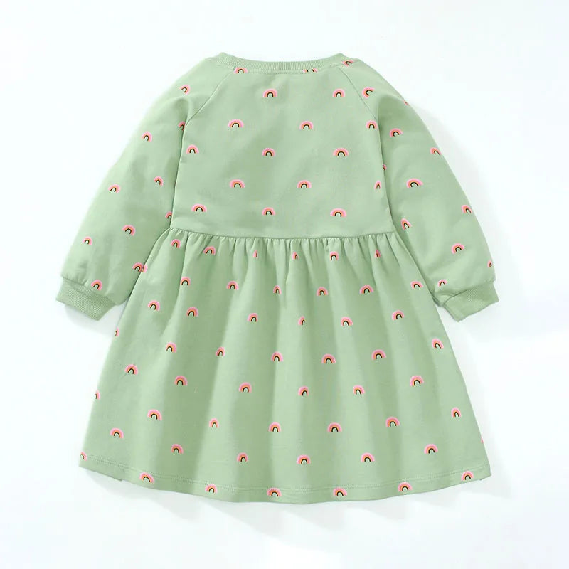 Round Neck Printed Casual Dresses For Girls childrensterritory