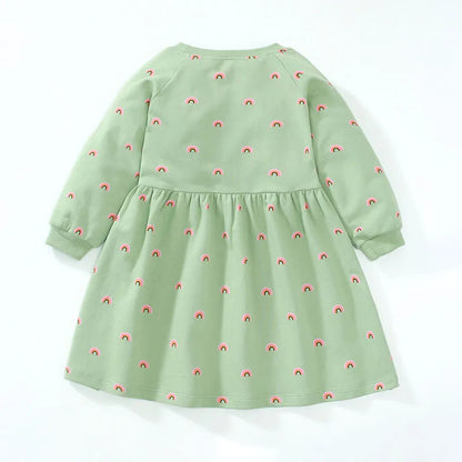 Round Neck Printed Casual Dresses For Girls childrensterritory