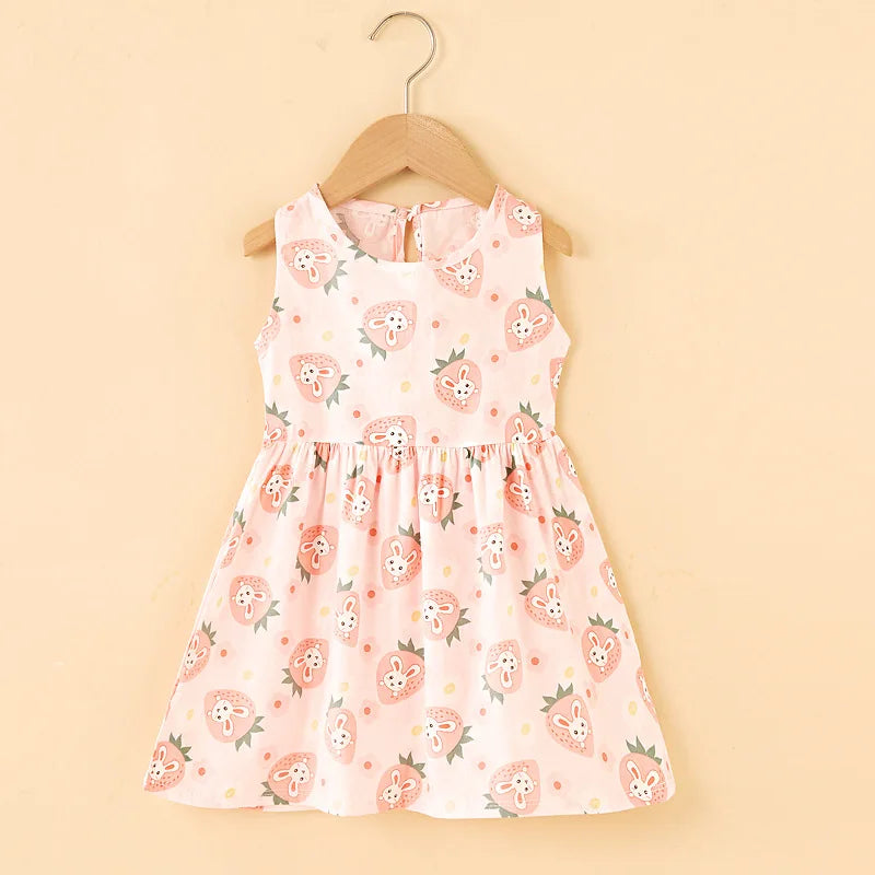 Kids Girls Cartoon Pattern Summer Party Dresses