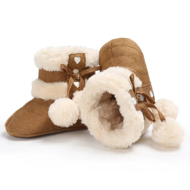 Pompom Design Warm Snow Boots in 4-Colors for Infants childrensterritory