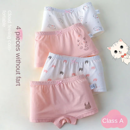 4PCS/LOT Anti-bacterial Cartoon Underpants for Little Girls childrensterritory