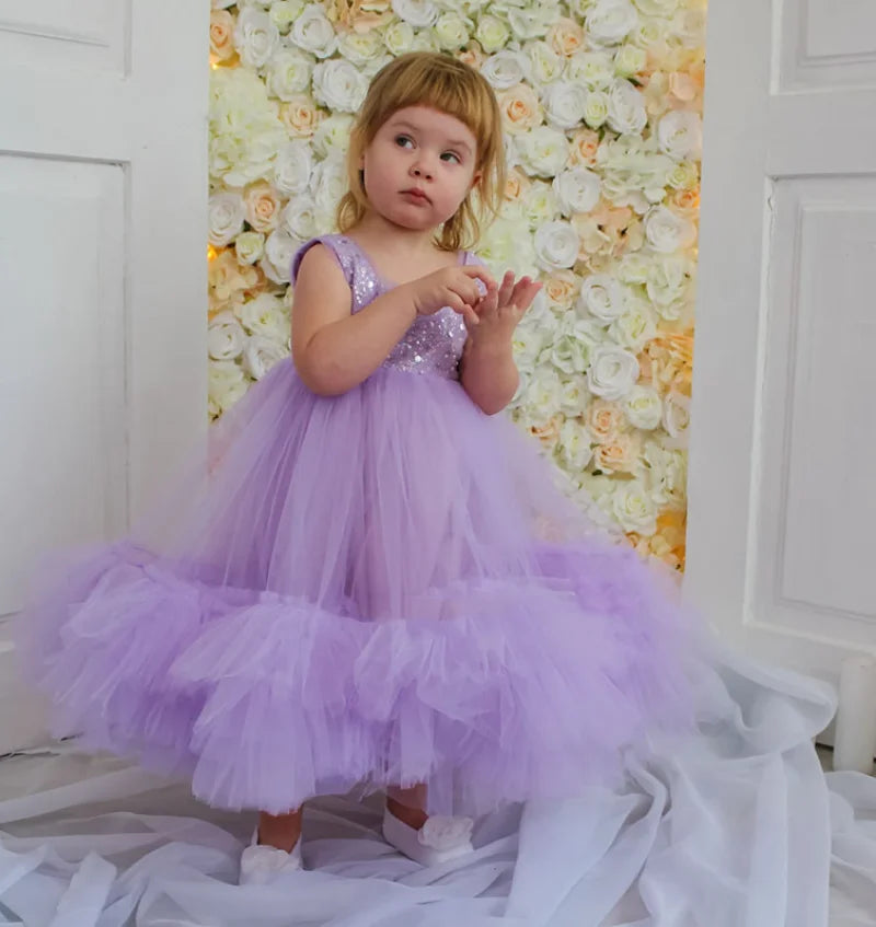 Lavender Layered Tulle Sequin Baby/Kid Girl Birthday Dress childrensterritory