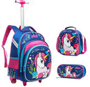 3D-printed Sequins Kids Wheeled Backpack 3 Piece Set childrensterritory