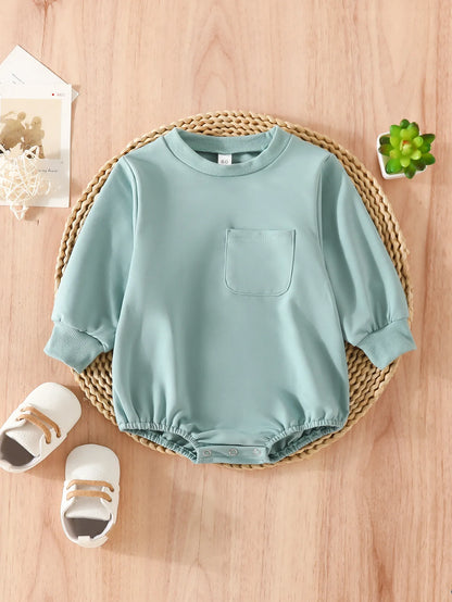 Solid Long Sleeve Baby Boy Girl Sweatshirt Bodysuits