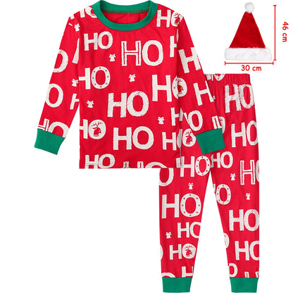 Kids Boys Girls Elk Green Red Christmas Pyjamas