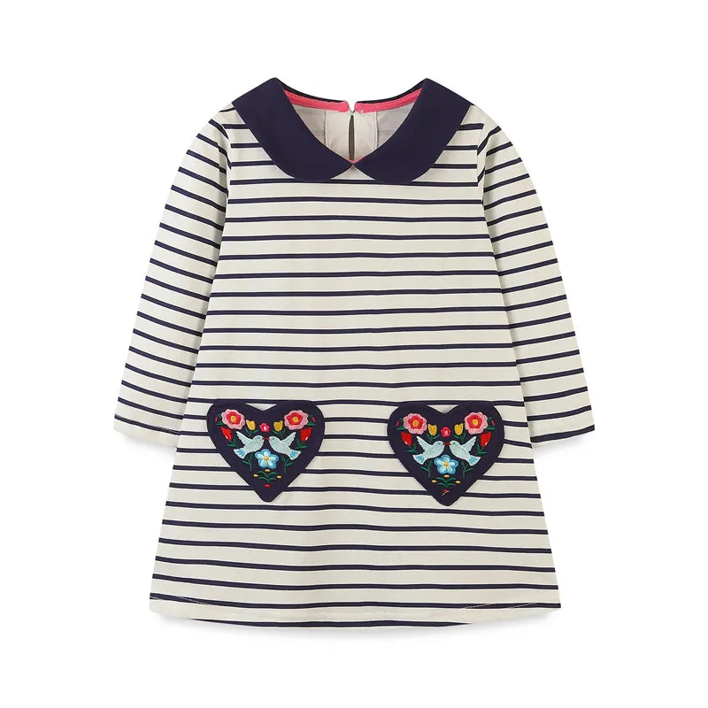 Kids Girls Floral and Striped Print Full Length Dresses childrensterritory