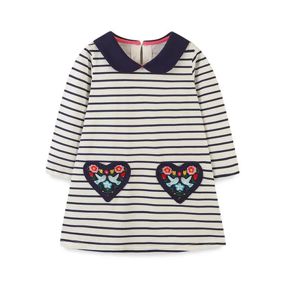Kids Girls Floral and Striped Print Full Length Dresses childrensterritory