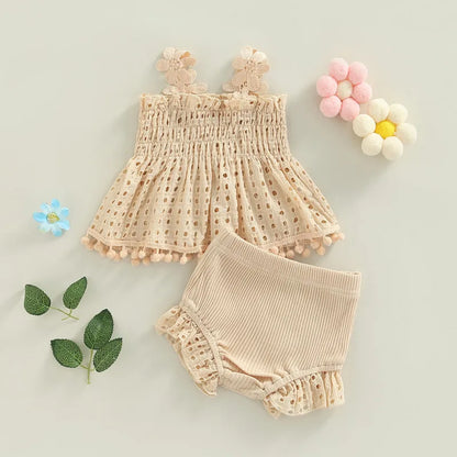Newborn Girls Printed 2 Piece Muslin Clothes Sets