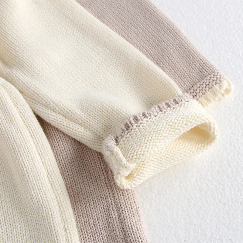 Girls’ Long Sleeves Collar Design Warm Dresses