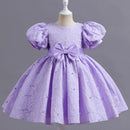 Toddler Girl's Solid Color Bow Design Evening Performance Dresses childrensterritory