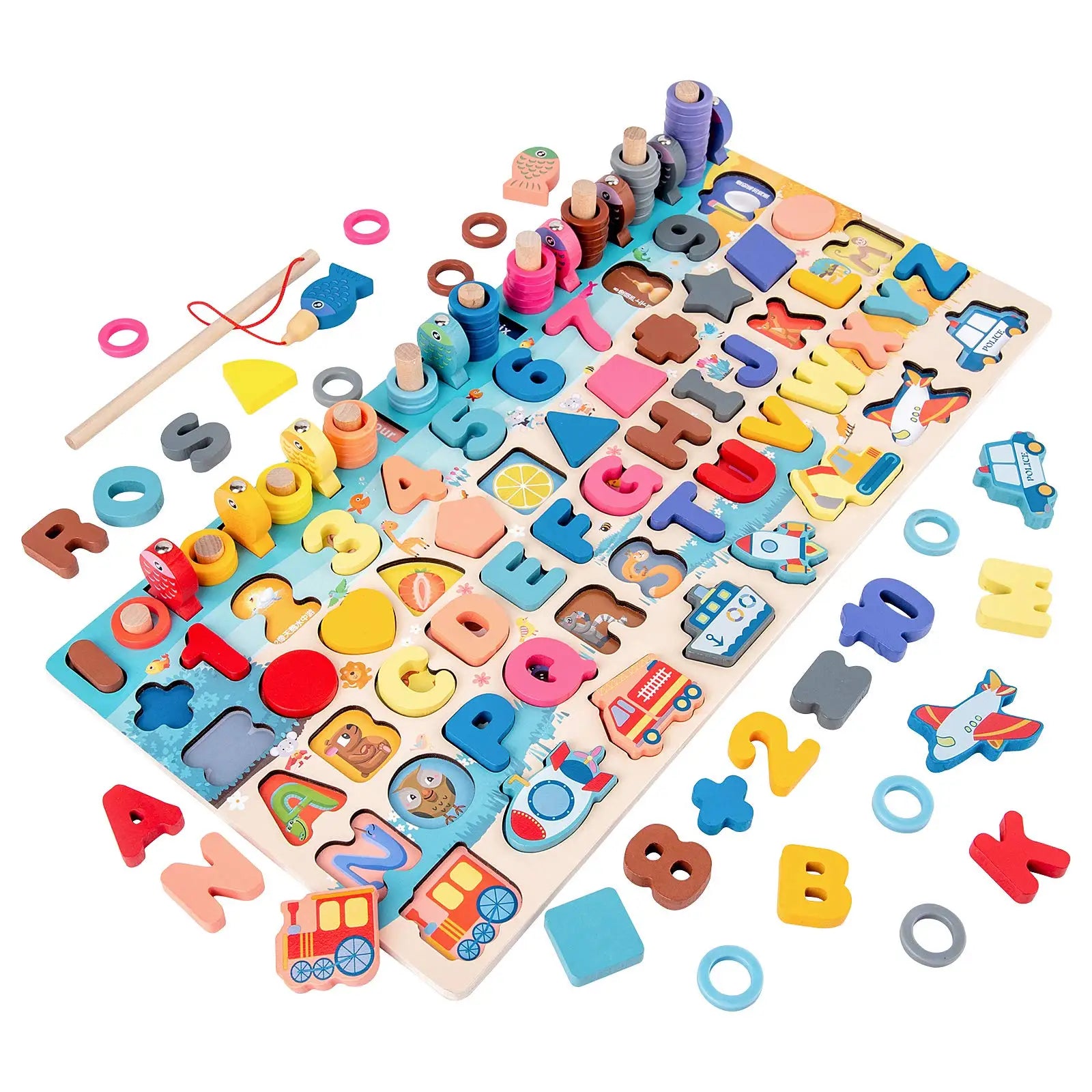 Kids Wooden Numbers Shapes Matching Montessori Toys