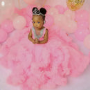 Fluffy, Floor-Length, Layered Pink Princess Ball Gown for Girls childrensterritory