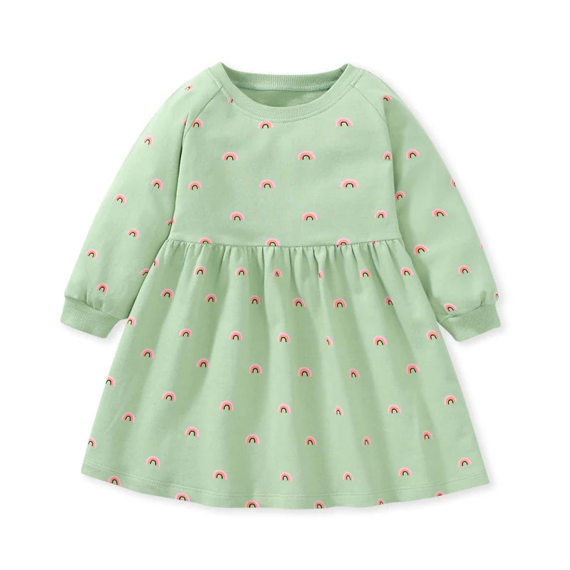 Round Neck Printed Casual Dresses For Girls childrensterritory