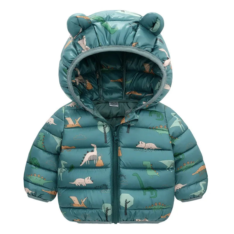 1-5Yrs Kids Boys Girls Dinosaur Print Hooded Jackets childrensterritory