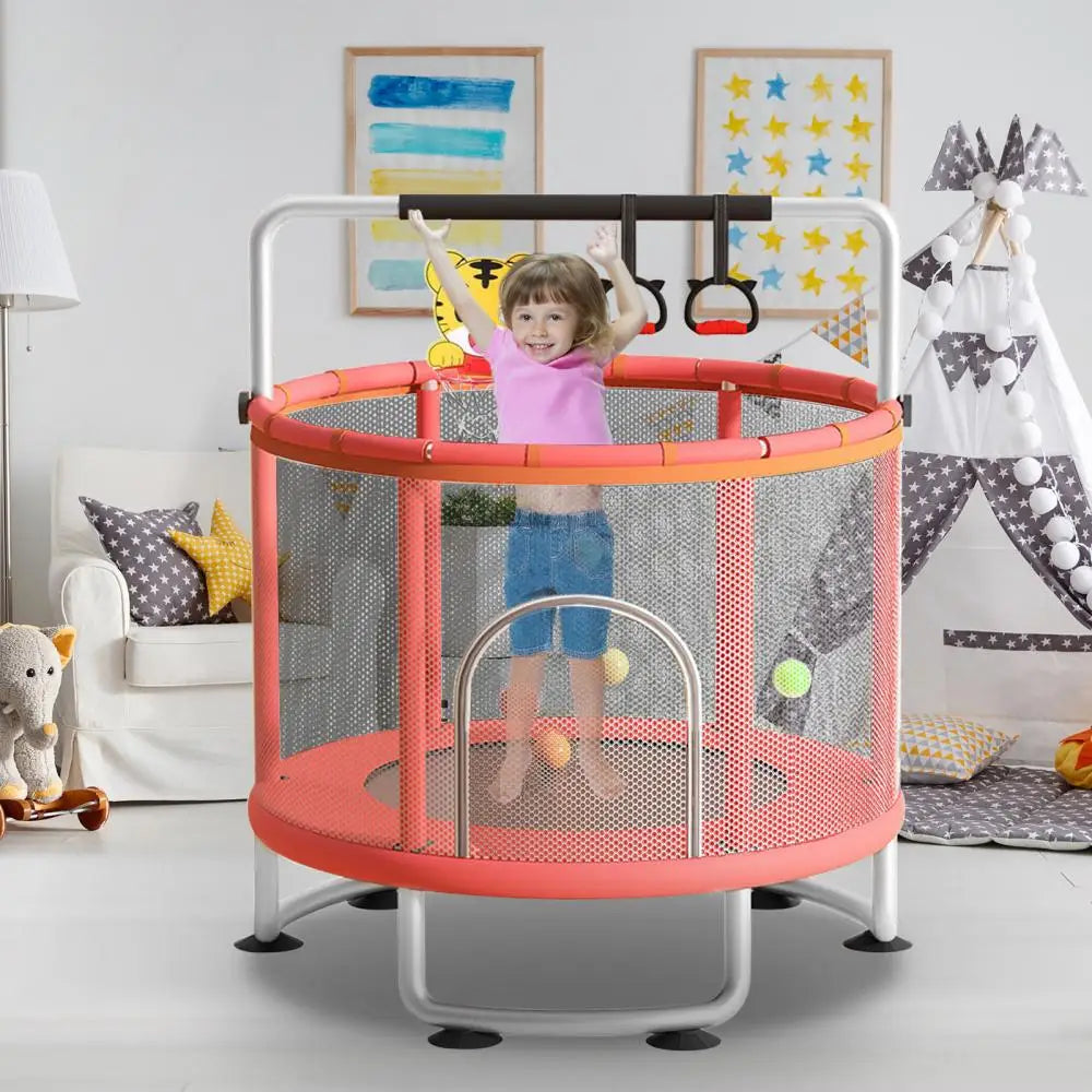 Adjustable Kids Trampoline with Basketball Hoop, Swing, Sandbag childrensterritory