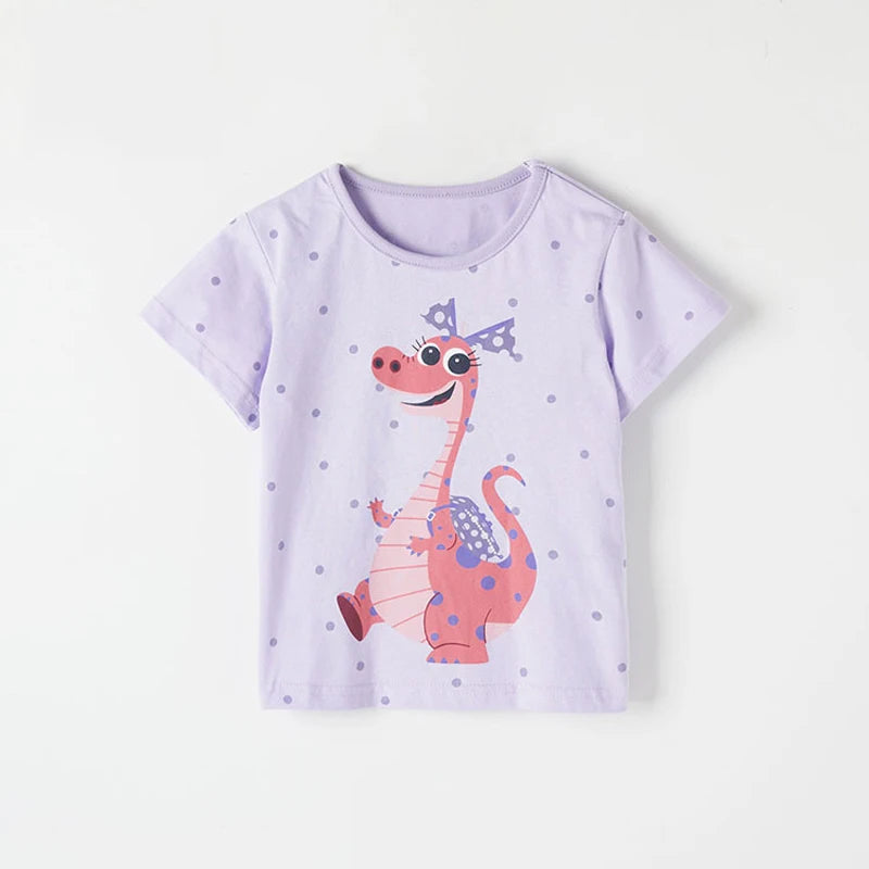 Half-Sleeves Cartoon Print Summer Casual Tops For Girls childrensterritory
