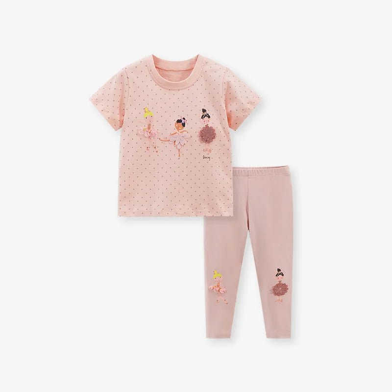 Girls Cartoon Print Summer Clothing Set childrensterritory