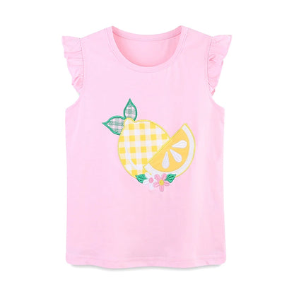 Sleeveless Lemon Print Casual Summer Clothing Set For Girls childrensterritory