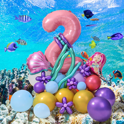 75/87/102 Pcs Little Mermaid Theme Party Balloon Arch Decorations childrensterritory