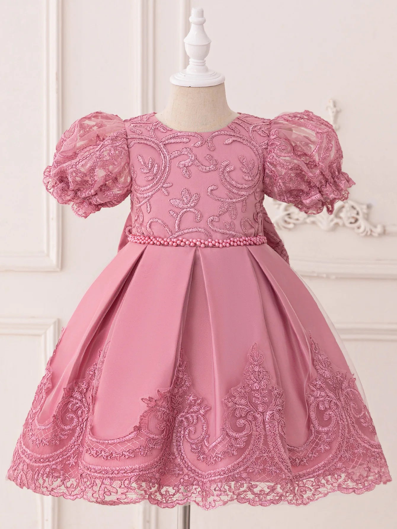 Toddler Girls' Luxury Lace Embroidery Baptism Dresses