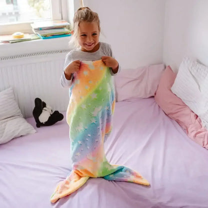 Mermaid Tail Design Soft Flannel Wearable Blanket for Kids childrensterritory