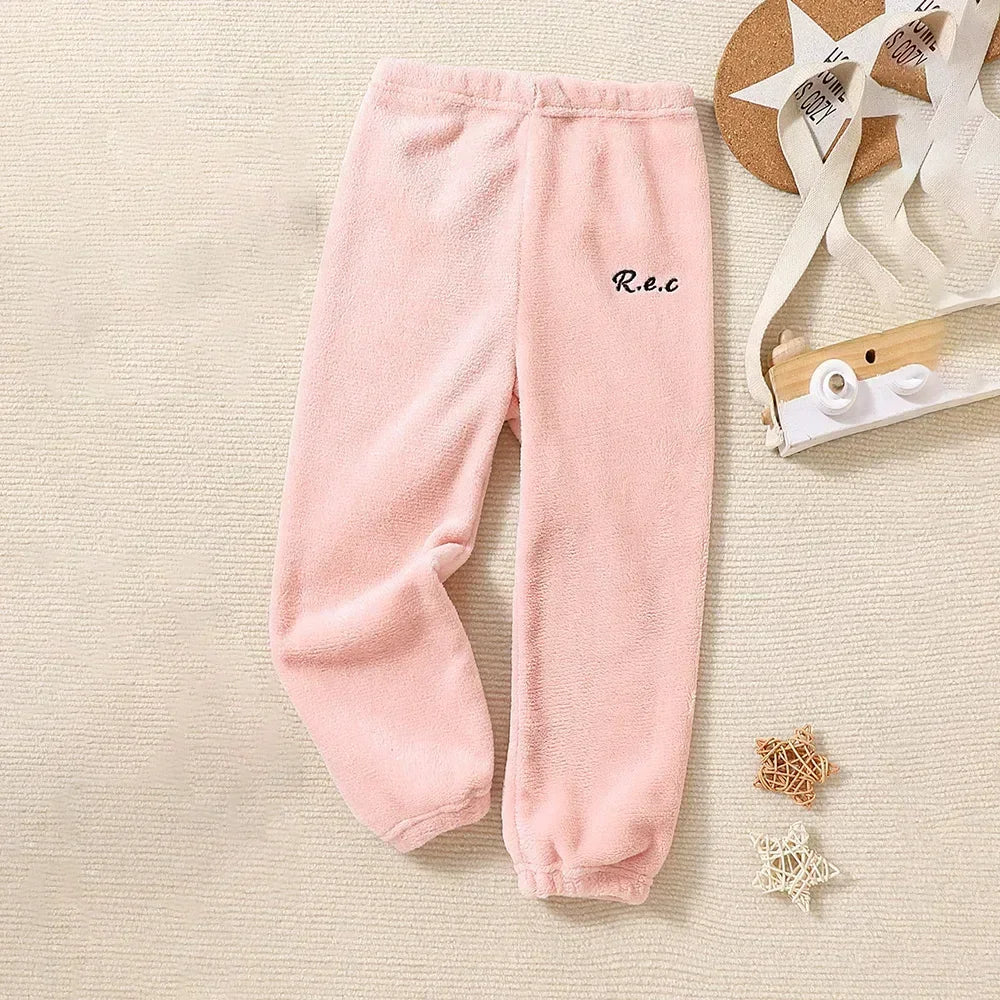 Kids Soft and Comfortable Fabric Solid Color Winter Pants