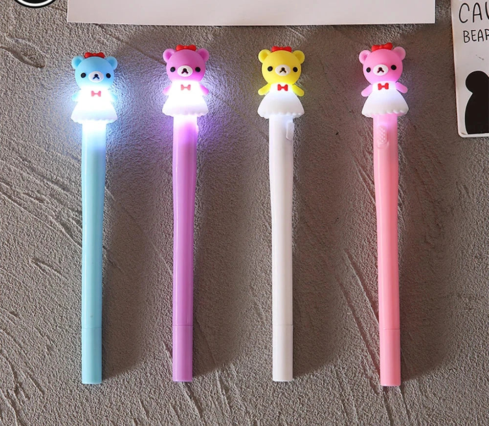 4pcs Unicorn Design Gel Ink Pen with LED Light for Kids childrensterritory