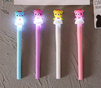 4pcs Unicorn Design Gel Ink Pen with LED Light for Kids childrensterritory