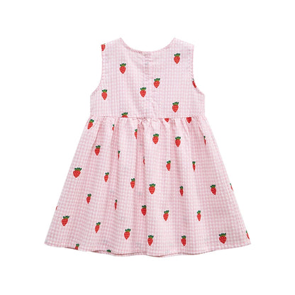 Little Girls Cartoon Strawberry Dresses for Summer childrensterritory