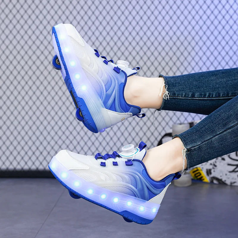 Kids Luminous Roller Skate Shoes with Two Wheels childrensterritory