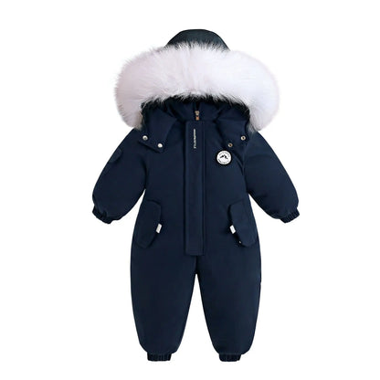 Infant Fur Hooded Winter Rompers for Girls and Boys