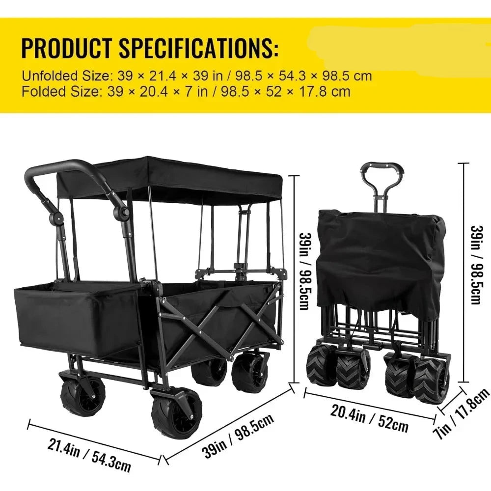 Collapsible Garden Cart with Canopy and Wheels childrensterritory