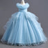 Kids Girls Long Fluffy Mesh Studded Grand Evening Party Dresses childrensterritory
