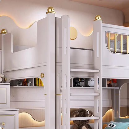 Multifunctional Kids Bunk Bed with Safety Fence and Storage childrensterritory