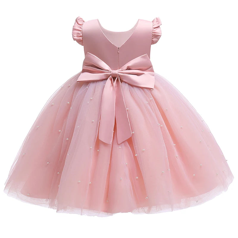 Kids Girls Big Bow Design Tulle Princess Dresses for Summer