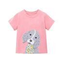 Kids Girls Cartoon Dog Embroidery Summer Pink Top childrensterritory