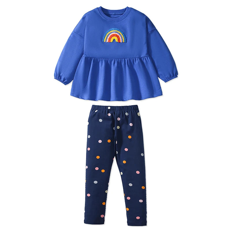 Kids Girls Cartoon Rainbow Sweatshirts and Legging Sets childrensterritory